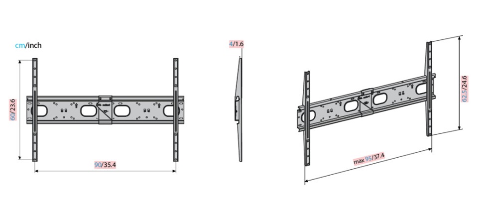Meliconi EXTRA 900F DW 65"-120" fix erősített fali TV konzol