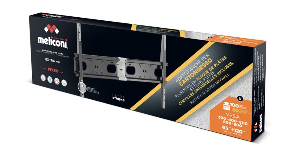 Meliconi EXTRA 900F DW 65"-120" fix erősített fali TV konzol