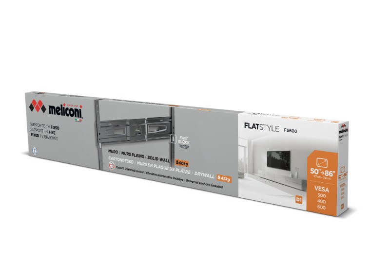 Meliconi Flatstyle FS600 DW 50"-86" fix fali TV konzol