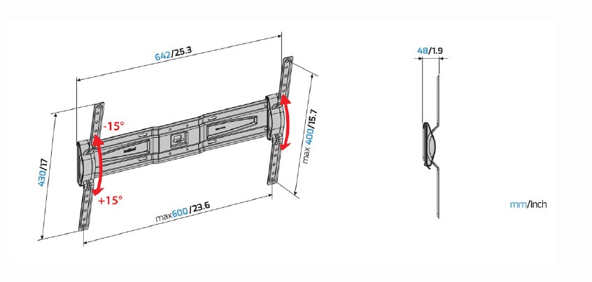 Meliconi Flatstyle FT600 DW 50"-85" dönthető fali TV konzol