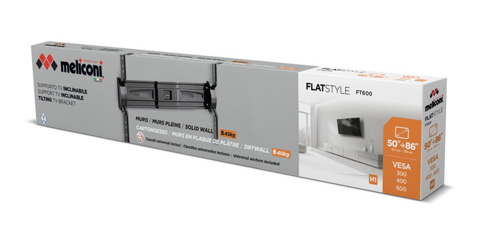Meliconi Flatstyle FT600 DW 50"-85" dönthető fali TV konzol