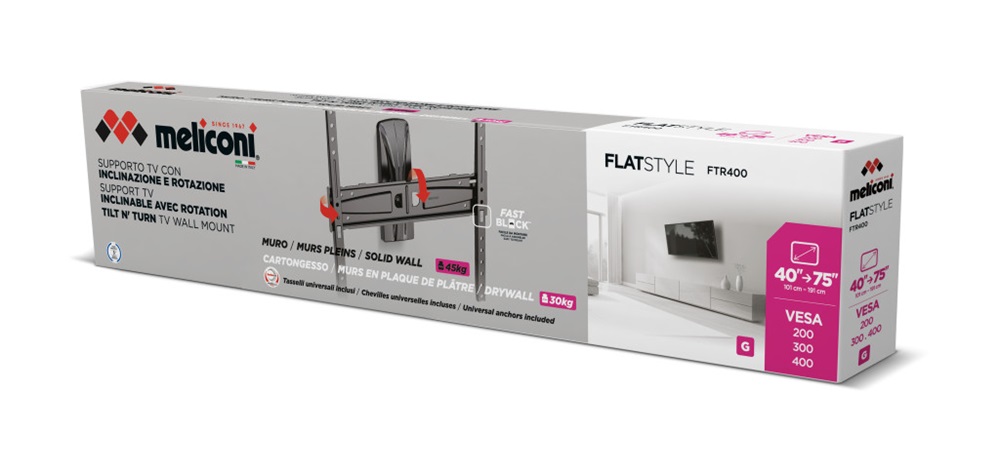 Meliconi Flatstyle FTR400 DW 40"-65" dönthető fali TV konzol