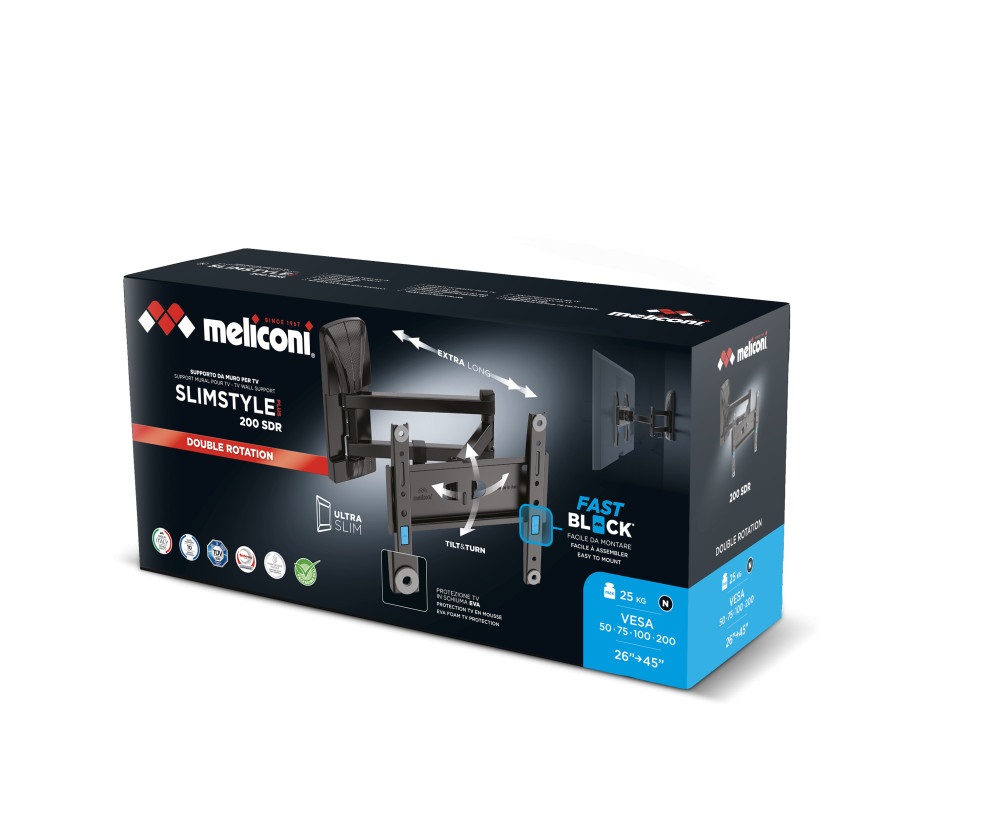 Meliconi SlimStyle Plus 200SDR Fast Block 26"- 45" fali TV konzol