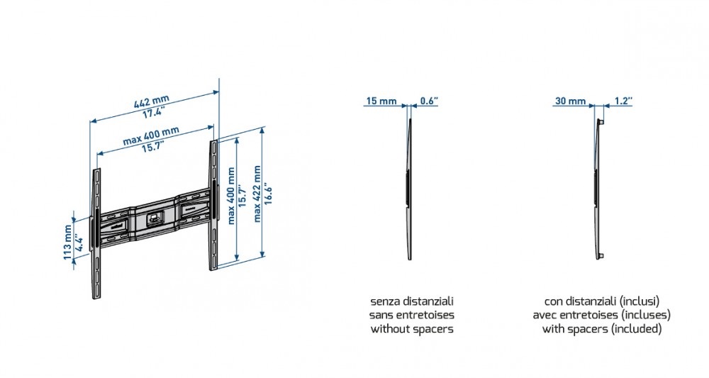 Meliconi SlimStyle Plus 400 S 40"-82" VESA 400x400 fix fali konzol