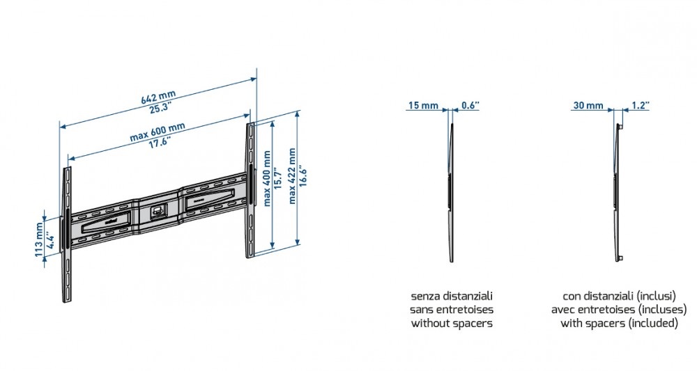 Meliconi Slimstyle Plus 600S DW 50"-86" fix fali TV konzol