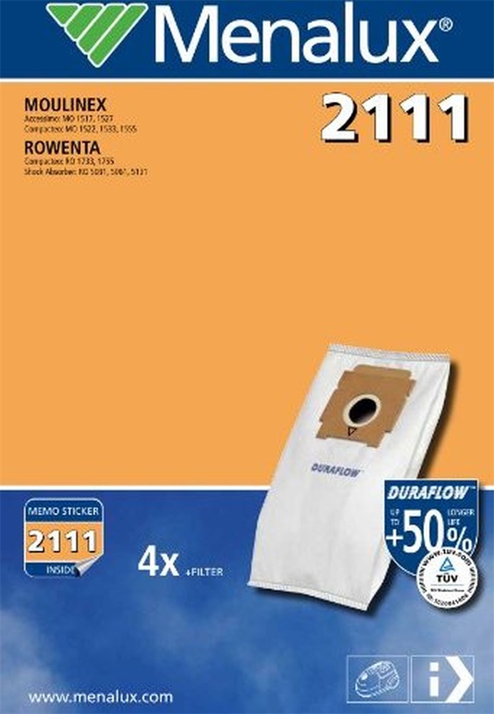 Menalux 2111 4 db-os szintetikus porzsák és motorszűrő szett