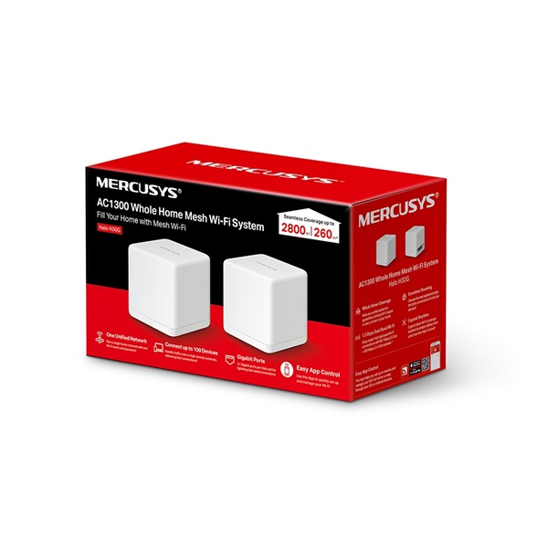 Mercusys Halo H30G(2-pack) AC1300 fehér otthoni Mesh Wi-Fi rendszer (2db) - R