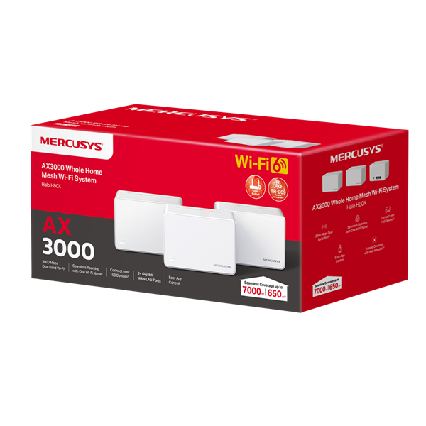 Mercusys Halo H80X(3-pack) AX3000 fehér otthoni mesh Wi-Fi 6 rendszer (3db) - R