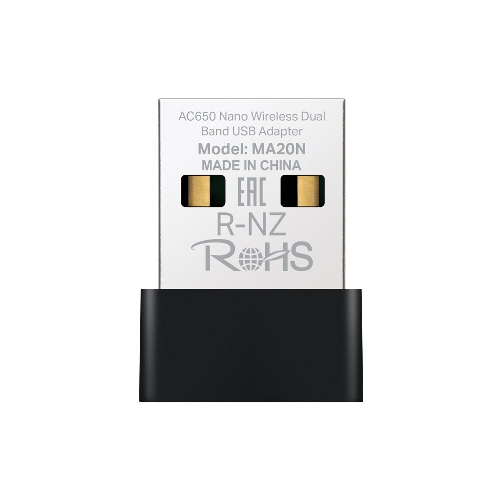 Mercusys MA20N AC650 nano vezeték nélküli kétsávos fekete USB adapter - R