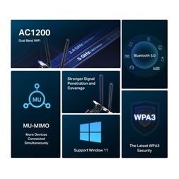 Mercusys MA30E AC1200 Wi-Fi Bluetooth PCIe fekete adapter - R