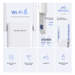 Mercusys ME80X AX3000 Wi-Fi 6 fehér lefedettségnövelő - R
