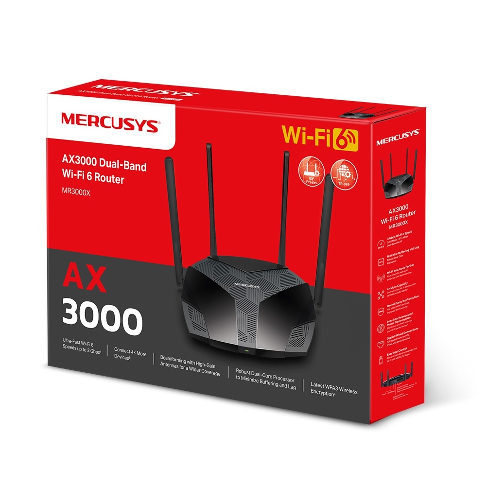 Mercusys MR3000X AX3000 kétsávos Wi-Fi 6 router - R