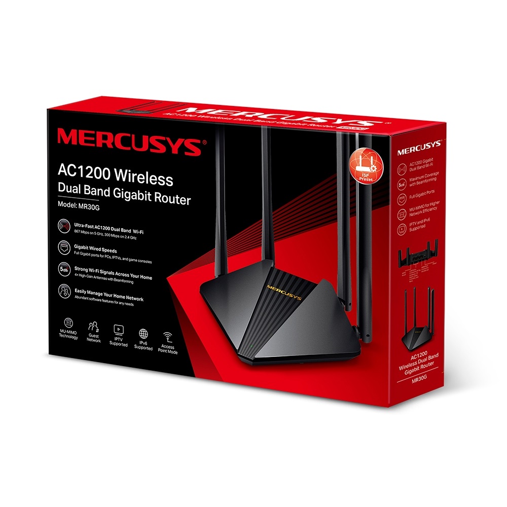 Mercusys MR30G AC1200 vezeték nélküli kétsávos Gigabit router