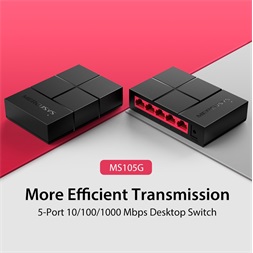 Mercusys MS105G 5 portos 10/100/1000Mbps nem menedzselhető fekete asztali switch