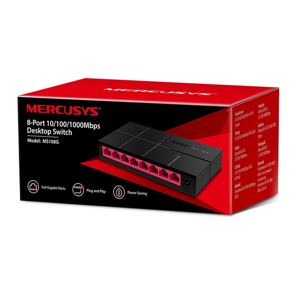 Mercusys MS108G 8 portos 1000Mbps fekete asztali switch