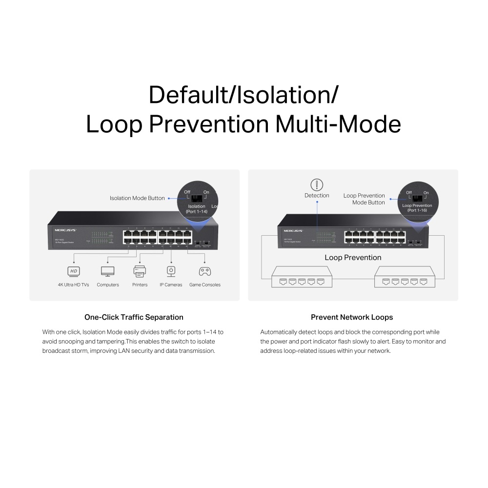 Mercusys MS116GS 16 portos Gigabit rackbe szerelhető fekete asztali switch - R