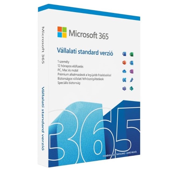Microsoft 365 Business Standard P8 HUN 1 Felhasználó 5 Eszköz 1 év dobozos irodai programcsomag szoftver