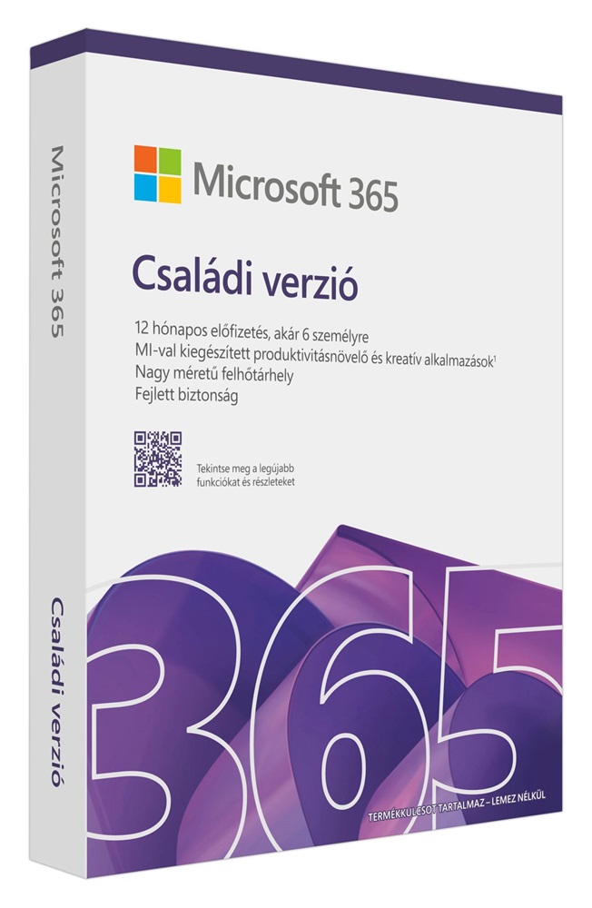 Microsoft 365 Családi verzió P10 HUN 6 Felhasználó 1 év dobozos irodai programcsomag szoftver