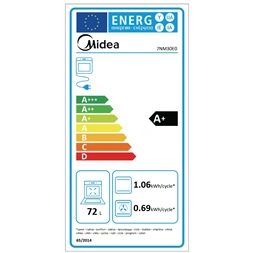Midea 7NM30E0 fekete, beépíthető, sütőtér: 72L, grill, légkeverés, sütő