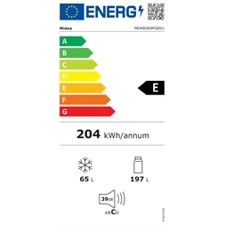 Midea MDRB369FGE01 fehér, alulfagyasztós, Hűtő: 197L, Fagyasztó:65L, No frost hűtőszekrény