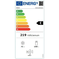 Midea MDRB380FGE01A fehér, alulfagyasztós, Hűtő:199L, Fagyasztó:71L, No frost hűtőszekrény (Használt - B)