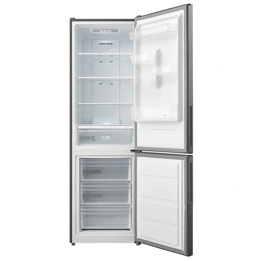 Midea MDRB424FGD46OE inox, alulfagyasztós, Hűtő: 224L, Fagyasztó:86L, No frost hűtőszekrény