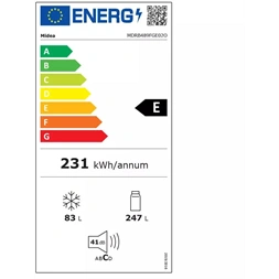 Midea MDRB489FGE02O inox, alulfagyasztós, Hűtő:247L, Fagyasztó:83L, No frost hűtőszekrény (Használt - B)