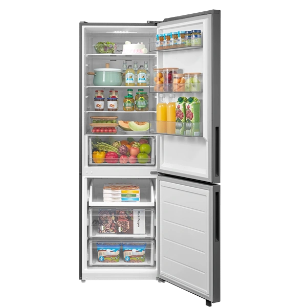 Midea MDRB548MME46 Space master inox, alulfagyasztós, Hűtő: 271L, Fagyasztó:130L, No frost hűtőszekrény