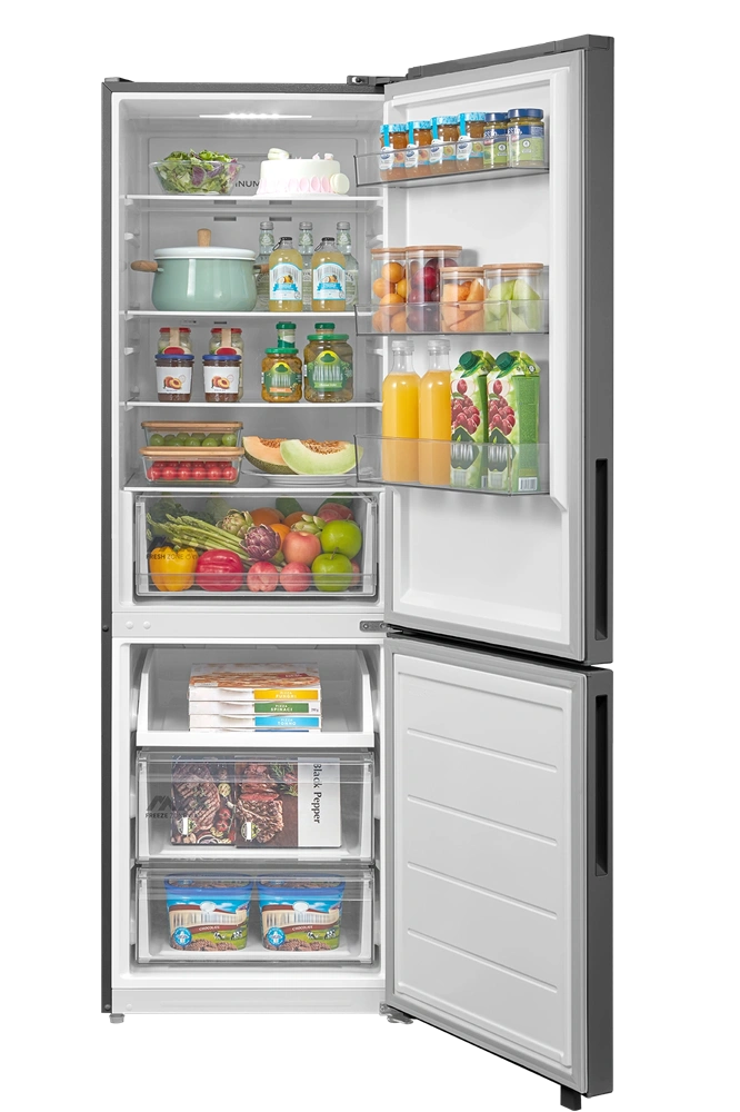 Midea MDRB548MME46 Space master inox, alulfagyasztós, Hűtő: 271L, Fagyasztó:130L, No frost hűtőszekrény