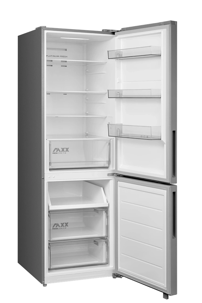 Midea MDRB548MME46 Space master inox, alulfagyasztós, Hűtő: 271L, Fagyasztó:130L, No frost hűtőszekrény