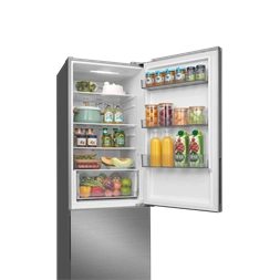 Midea MDRB548MME46 Space master inox, alulfagyasztós, Hűtő: 271L, Fagyasztó:130L, No frost hűtőszekrény