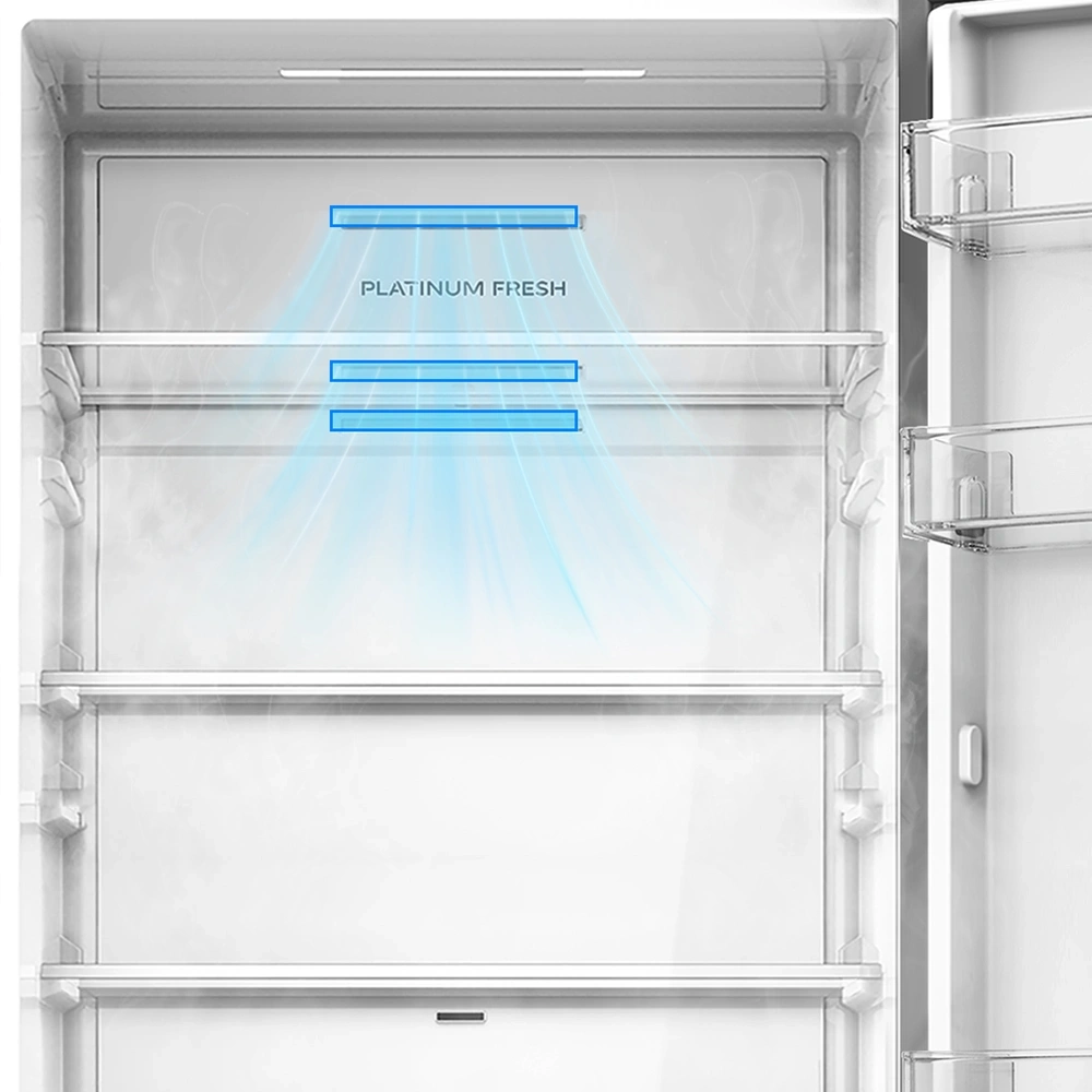 Midea MDRB548MME46 Space master inox, alulfagyasztós, Hűtő: 271L, Fagyasztó:130L, No frost hűtőszekrény