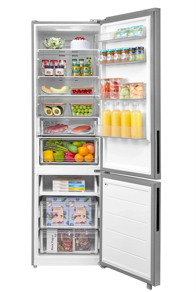 Midea MDRB600MME46 inox, alulfagyasztós, Hűtő: 313L, Fagyasztó:130L, Total No frost hűtőszekrény