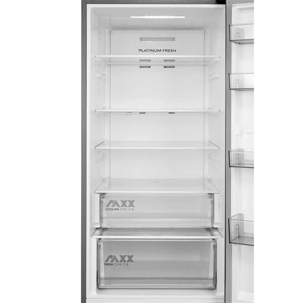 Midea MDRB600MME46 inox, alulfagyasztós, Hűtő: 313L, Fagyasztó:130L, Total No frost hűtőszekrény