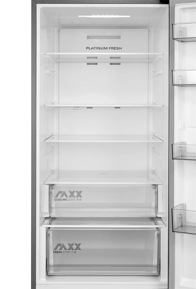 Midea MDRB600MME46 inox, alulfagyasztós, Hűtő: 313L, Fagyasztó:130L, Total No frost hűtőszekrény