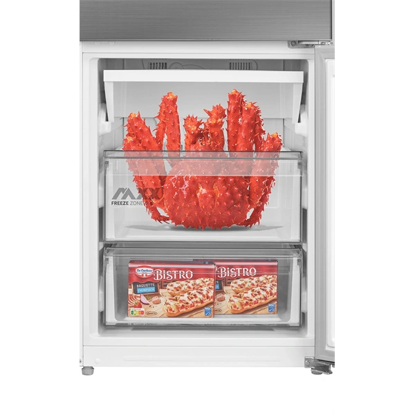 Midea MDRB600MME46 inox, alulfagyasztós, Hűtő: 313L, Fagyasztó:130L, Total No frost hűtőszekrény