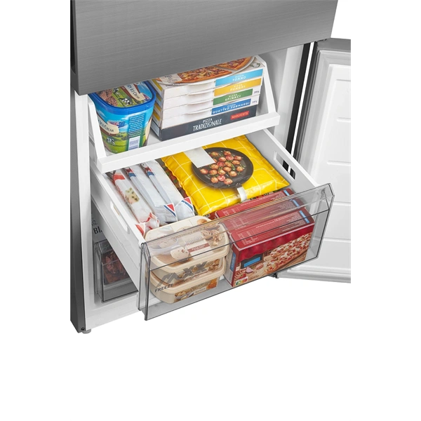 Midea MDRB600MME46 inox, alulfagyasztós, Hűtő: 313L, Fagyasztó:130L, Total No frost hűtőszekrény