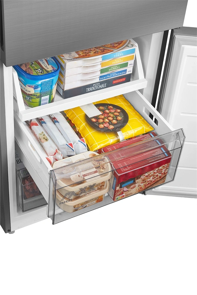 Midea MDRB600MME46 inox, alulfagyasztós, Hűtő: 313L, Fagyasztó:130L, Total No frost hűtőszekrény