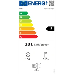 Midea MDRB600MME46 Space master inox, alulfagyasztós, Hűtő: 313L, Fagyasztó:130L, Total No frost hűtőszekrény