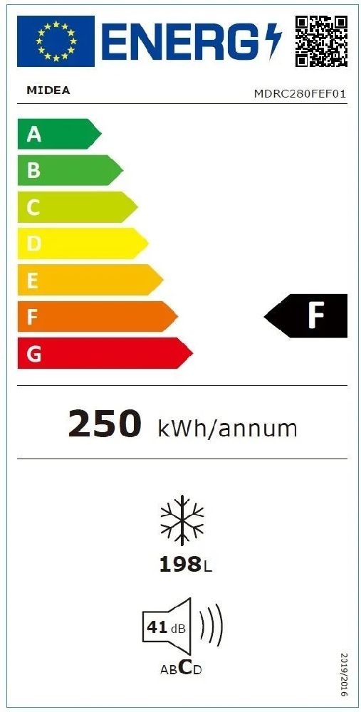Midea MDRC280FEE01 fehér, Fagyasztó:198L, fagyasztóláda