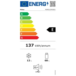 Midea MDRD125FGE01 fehér, egyajtós, Hűtő:68L, Fagyasztó:12L, hűtőszekrény