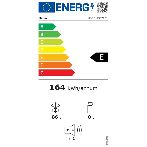 Midea MDRD129FZE01 fehér, egyajtós, Fagyasztó:86L, fagyasztószekrény (Újszerű)