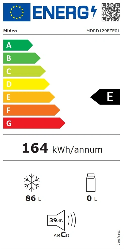 Midea MDRD129FZE01 fehér, egyajtós, Fagyasztó:86L, fagyasztószekrény (Újszerű)
