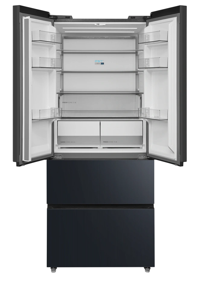 Midea MDRF600BIE70 inox, négyajtós, Hűtő:276L, Fagyasztó:159L, No frost hűtőszekrény