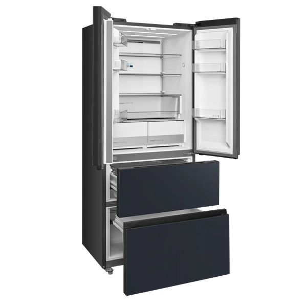 Midea MDRF600BIE70 inox, négyajtós, Hűtő:276L, Fagyasztó:159L, No frost hűtőszekrény