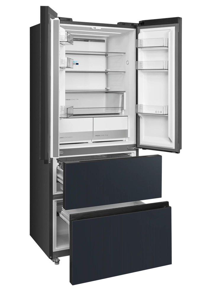 Midea MDRF600BIE70 inox, négyajtós, Hűtő:276L, Fagyasztó:159L, No frost hűtőszekrény