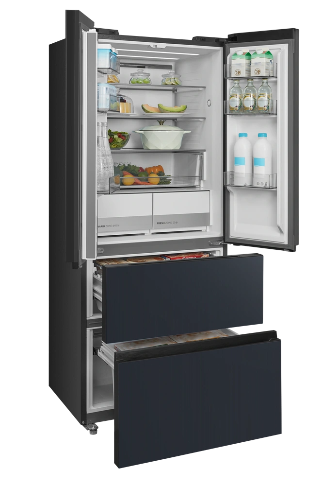 Midea MDRF600BIE70 inox, négyajtós, Hűtő:276L, Fagyasztó:159L, No frost hűtőszekrény