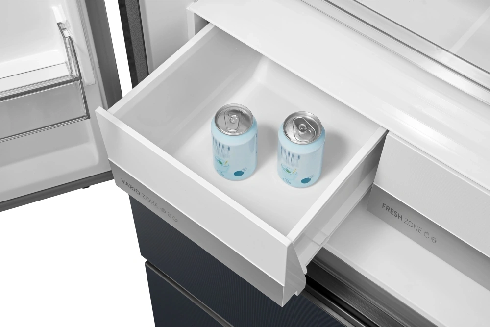 Midea MDRF600BIE70 inox, négyajtós, Hűtő:276L, Fagyasztó:159L, No frost hűtőszekrény