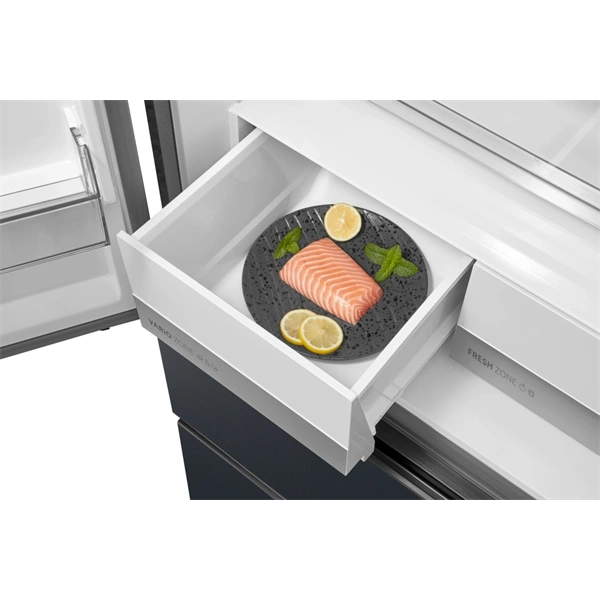 Midea MDRF600BIE70 inox, négyajtós, Hűtő:276L, Fagyasztó:159L, No frost hűtőszekrény