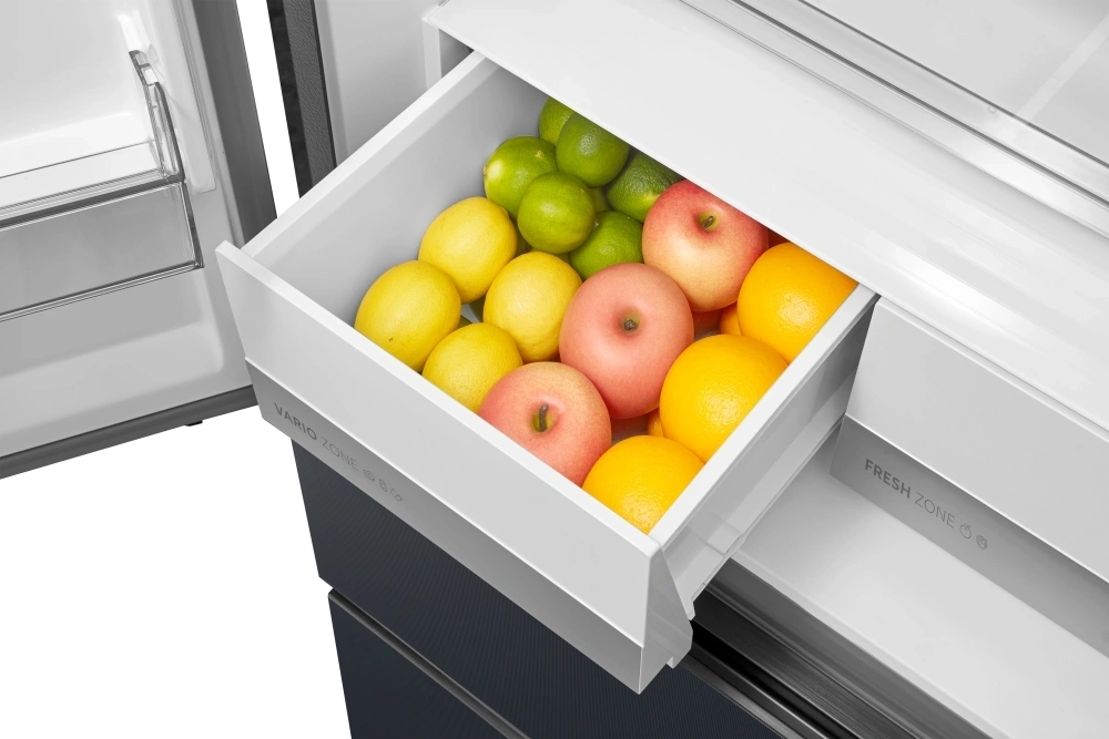 Midea MDRF600BIE70 inox, négyajtós, Hűtő:276L, Fagyasztó:159L, No frost hűtőszekrény